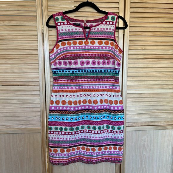 Talbots Floral Stripe Multi Color Pattern Dress - Picture 1 of 1